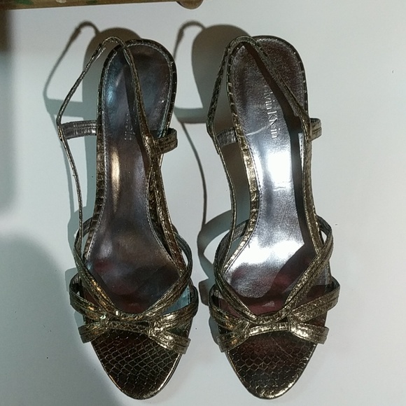 Calvin Klein Gold High Heeled Sandals - Picture 6 of 8